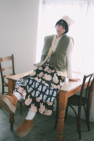 Many Many Cats and Colored Fabric Skirt