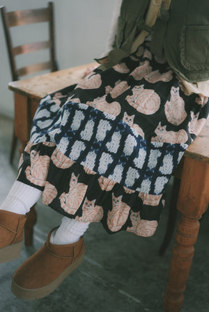 Many Many Cats and Colored Fabric Skirt