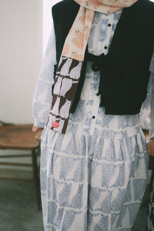 Many Many Cats Half-Button Dress