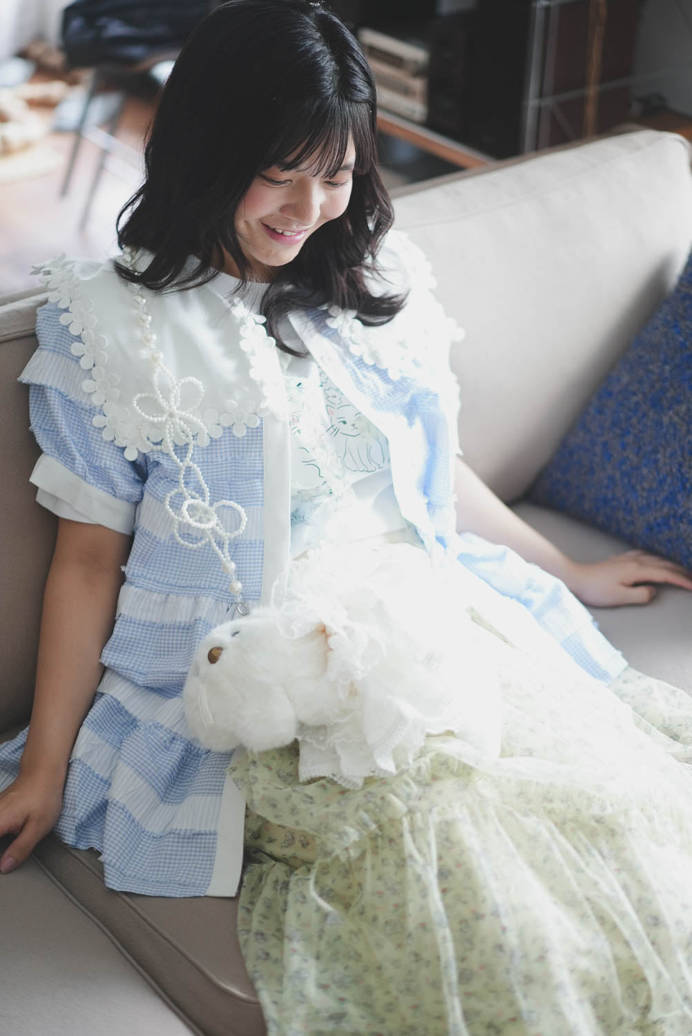 Lace Collar Branch White Ruffle Top