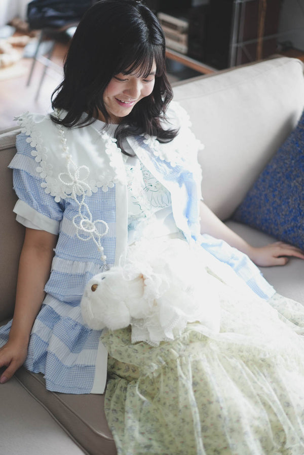 Lace Collar Branch White Ruffle Top