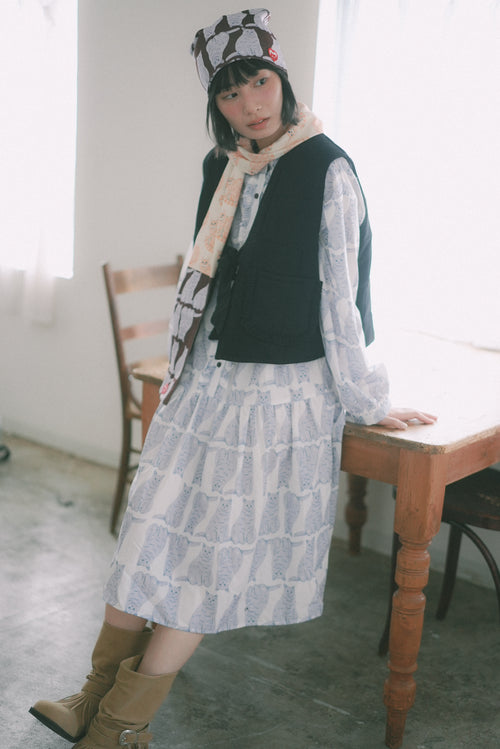 Many Many Cats Half-Button Dress