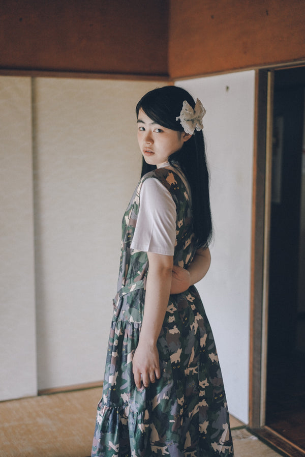 Cat Camo Vest Belted Layered Skirt