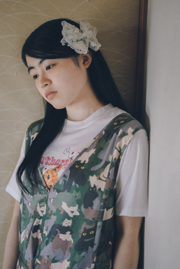 Cat Camo Vest Belted Layered Skirt
