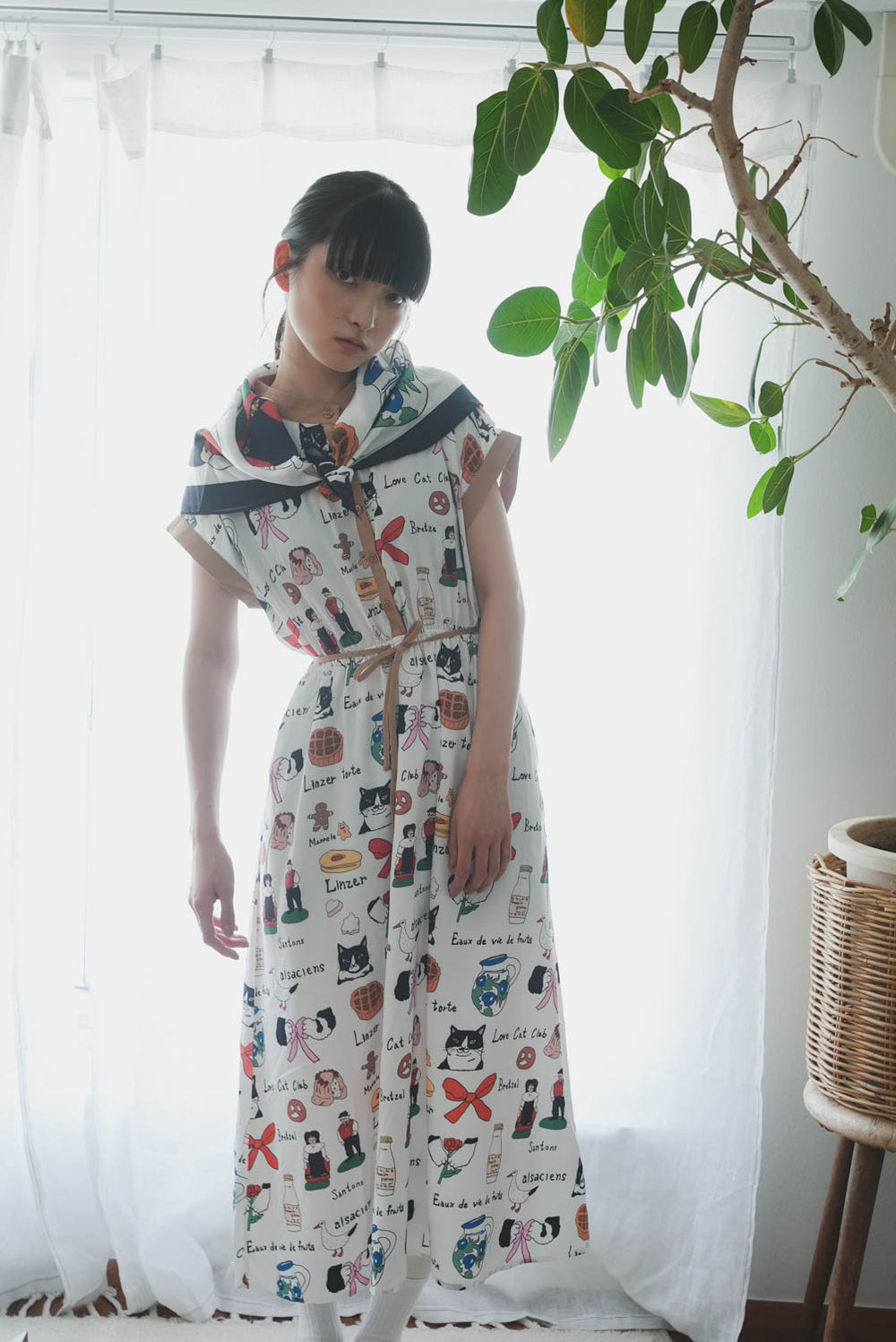 Cat Nordic Travel Guide and Colored Trim Vest Dress