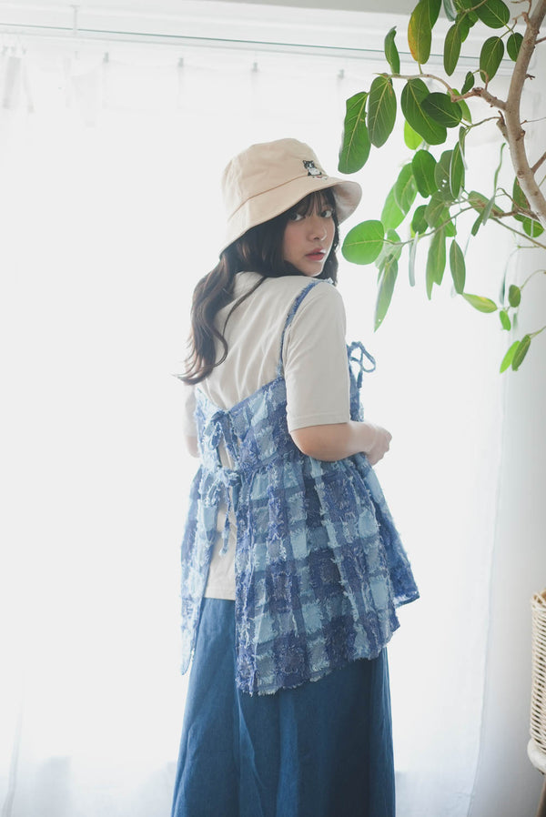 Fringed Check Knotted Camisole