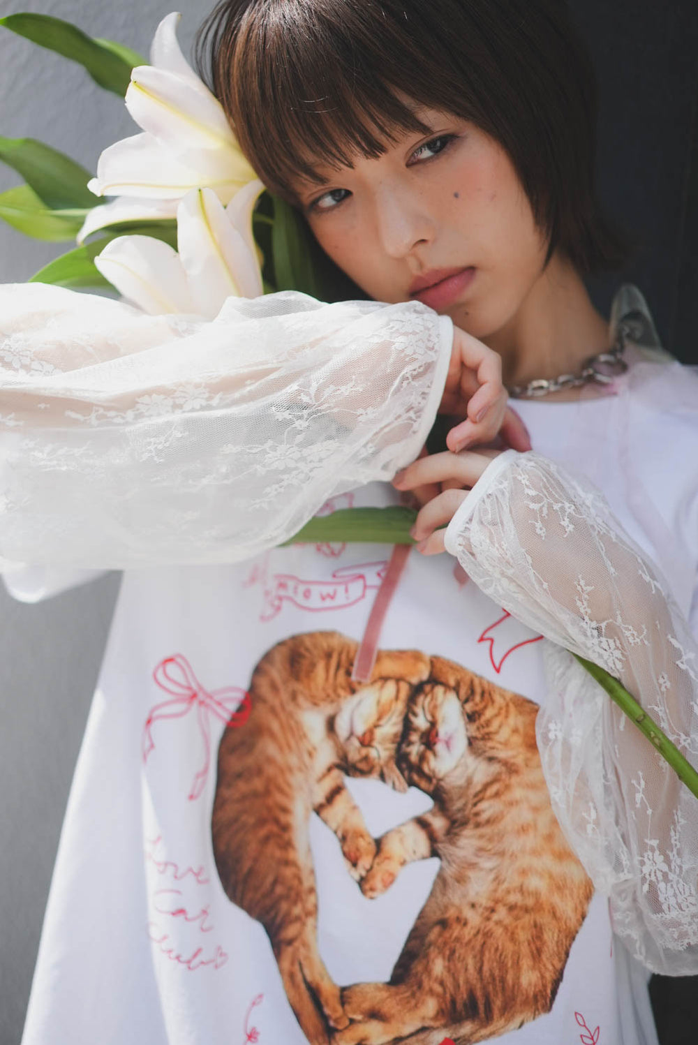 LCC Orange Cat Lace Long Sleeve Tee