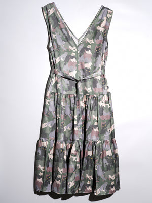 Cat Camo Vest Belted Layered Skirt