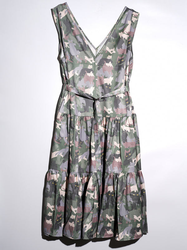 Cat Camo Vest Belted Layered Skirt