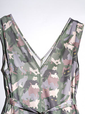 Cat Camo Vest Belted Layered Skirt