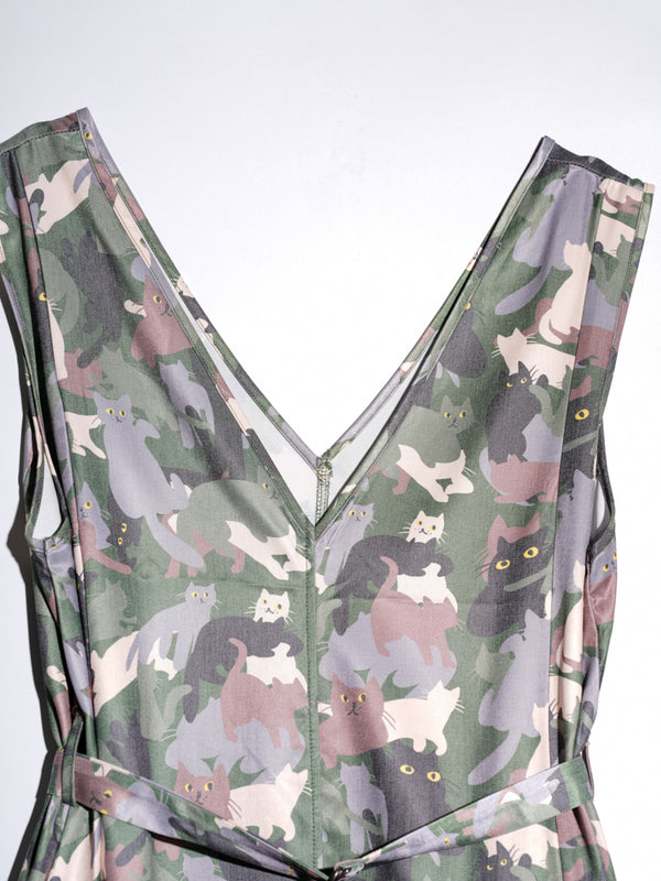 Cat Camo Vest Belted Layered Skirt