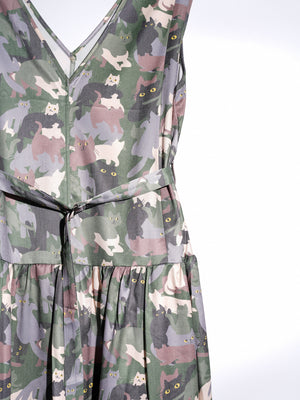 Cat Camo Vest Belted Layered Skirt