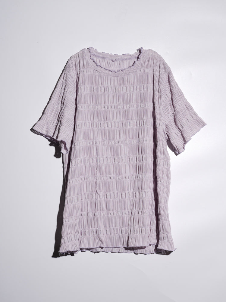 Pleated Fabric Ruffle Edge Top