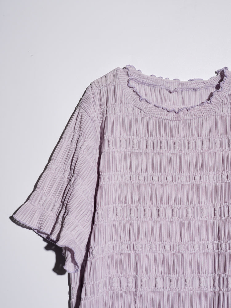 Pleated Fabric Ruffle Edge Top