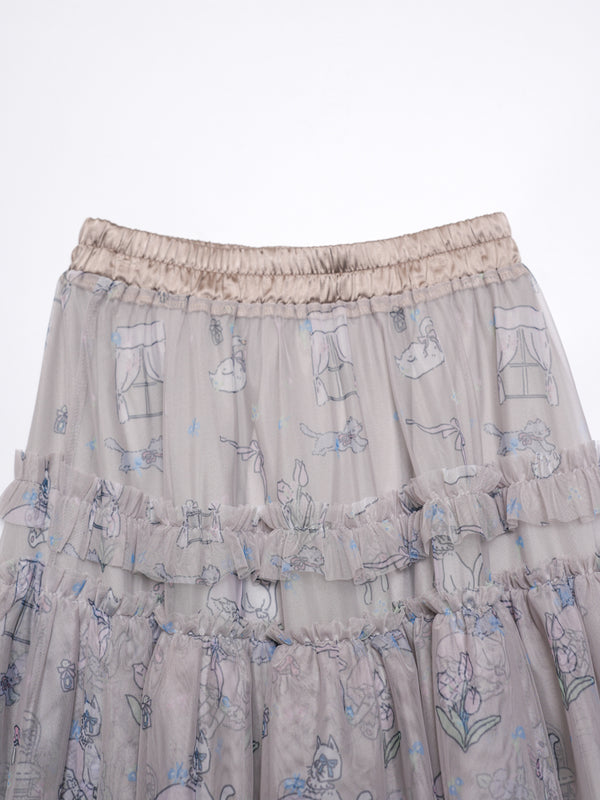 Cat Doll house Layer ruffle skirt
