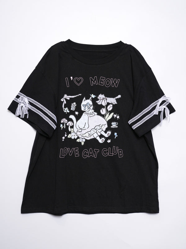 Cat Doll house sleeve lace Tee