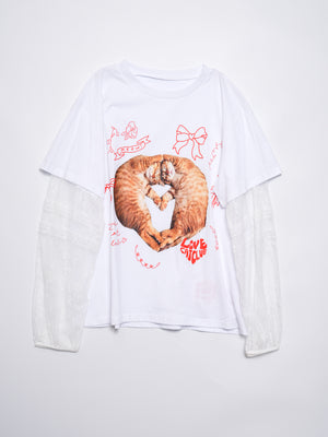 LCC Orange Cat Lace Long Sleeve Tee