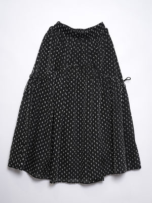 Three-dimensional polka dot fabric skirt with bows on both sides