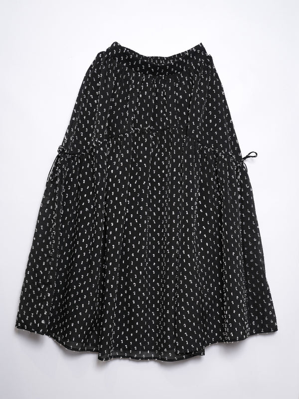 Three-dimensional polka dot fabric skirt with bows on both sides