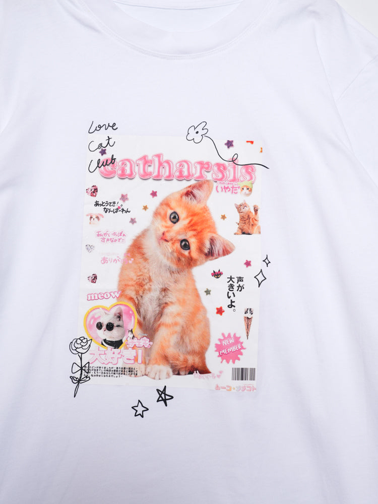 LCC Heisei style cat Tee Orange cat