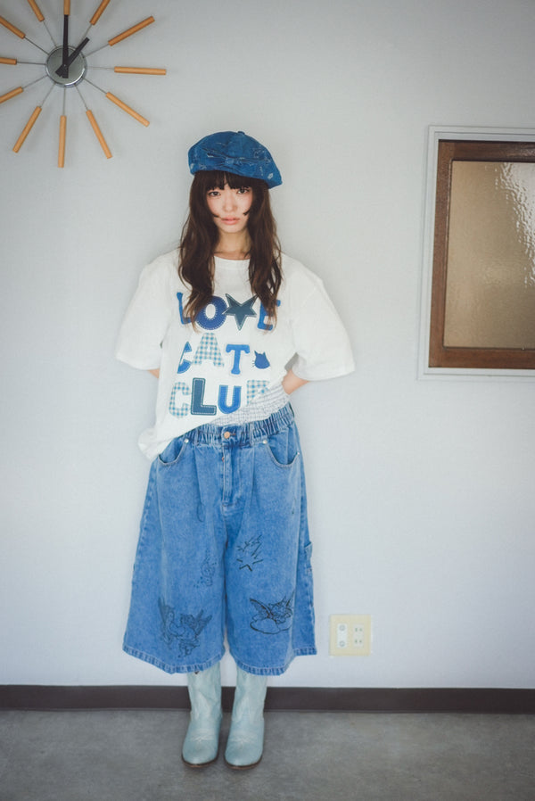 Cat Tattoo Denim Short