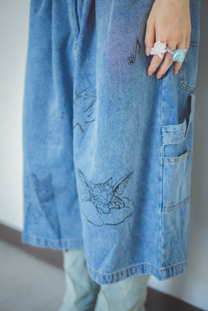 Cat Tattoo Denim Short
