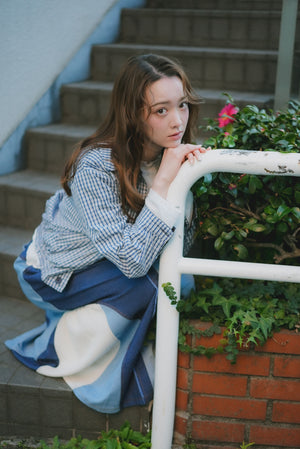 Reversible plaid lace cat print jacket