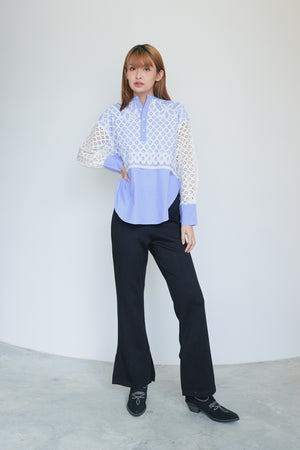 Lace patchwork shirt and lace blouse