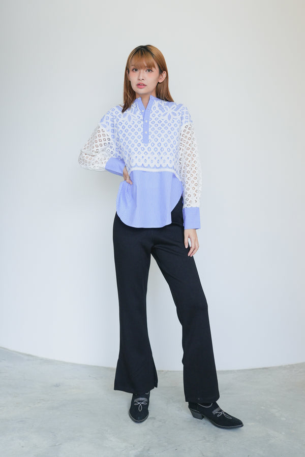 Lace patchwork shirt and lace blouse