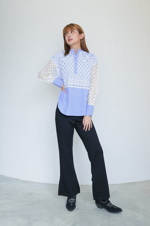 Lace patchwork shirt and lace blouse