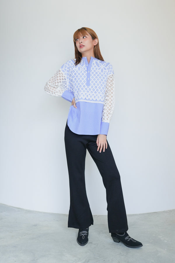 Lace patchwork shirt and lace blouse