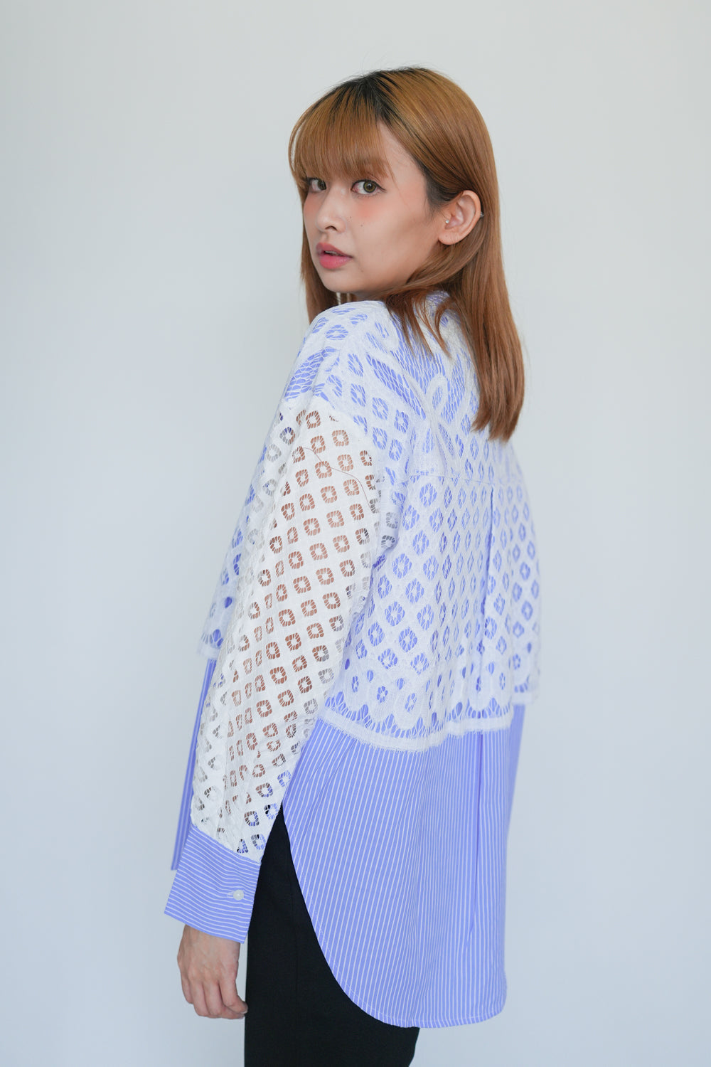 Lace patchwork shirt and lace blouse