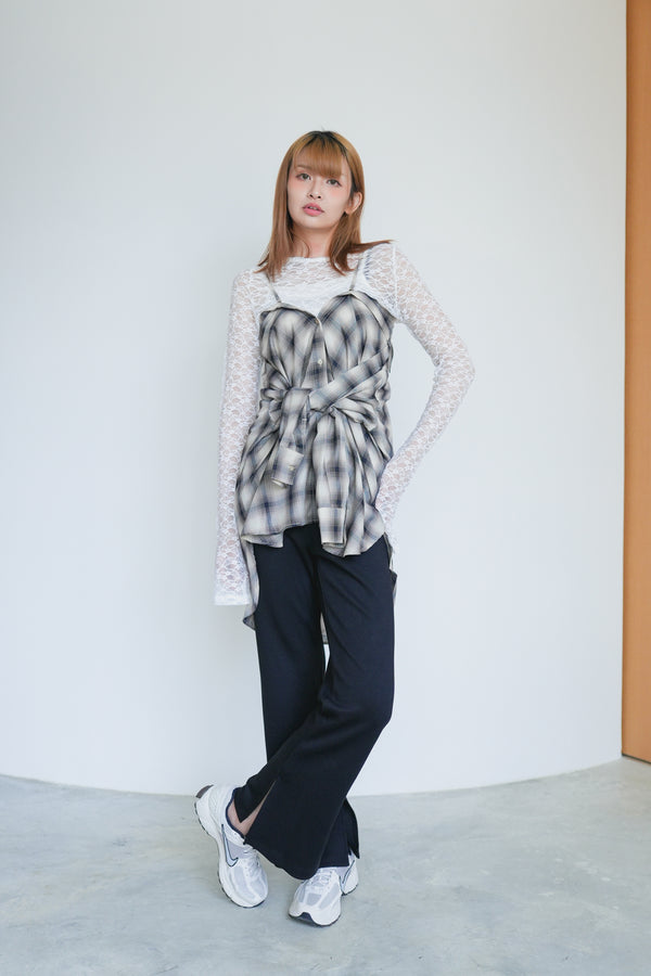Sheer Check Convertible Shirt
