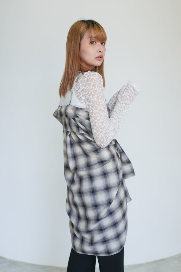 Sheer Check Convertible Shirt