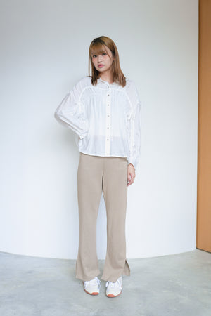 Pleated Sleeves Pleated Sheer Shirt