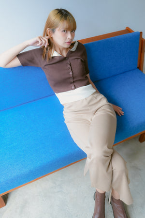 Layered short-sleeved knitted cardigan