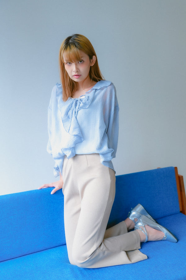 ruffled see-through shirt