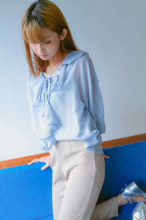 ruffled see-through shirt