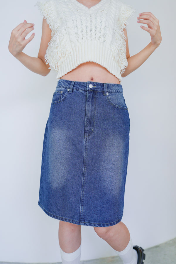 12OZ denim midi skirt