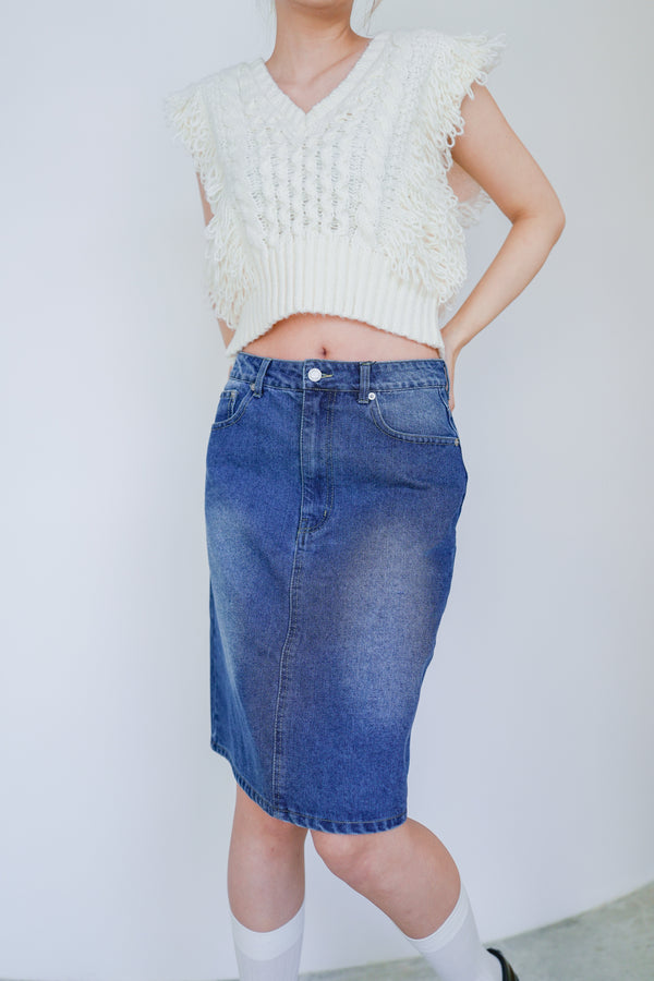12OZ denim midi skirt
