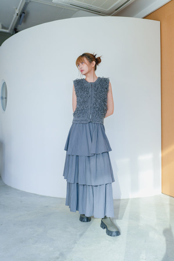 Recycled polyester fringed vest