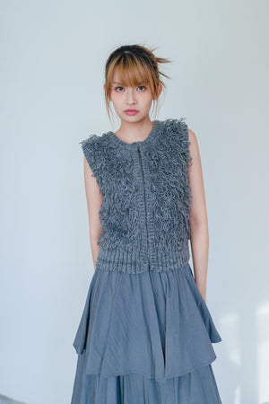 Recycled polyester fringed vest