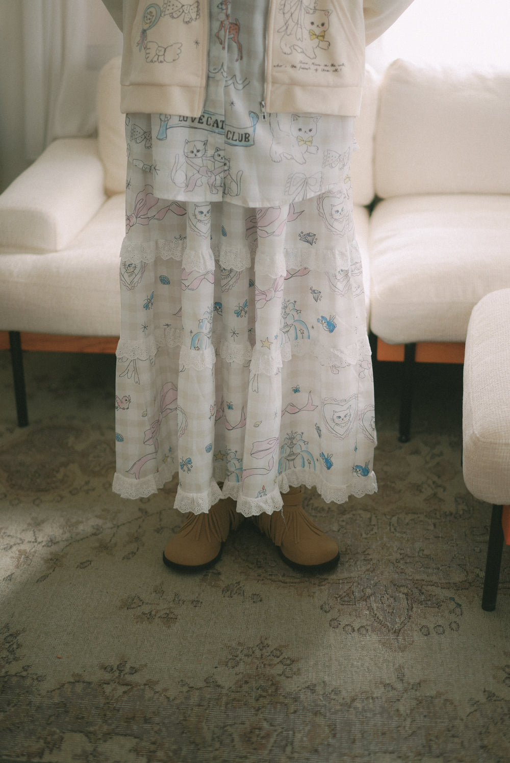 LCC Paradise Checkered Lace Cake Skirt