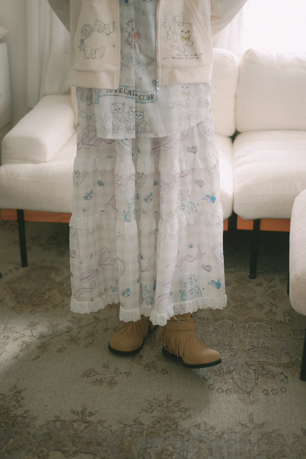 LCC Paradise Checkered Lace Cake Skirt