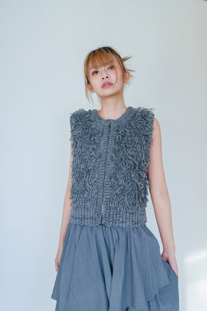 Recycled polyester fringed vest