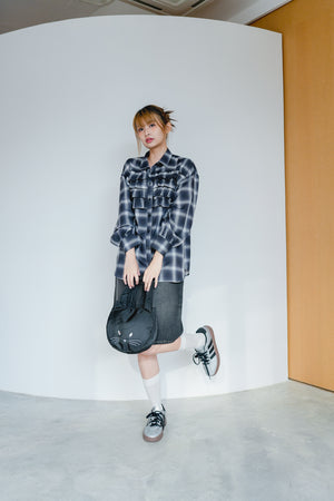 Sheer Check Ruffle Shirt