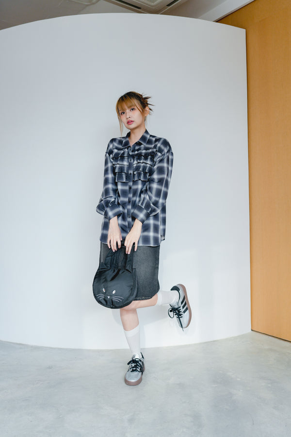 Sheer Check Ruffle Shirt