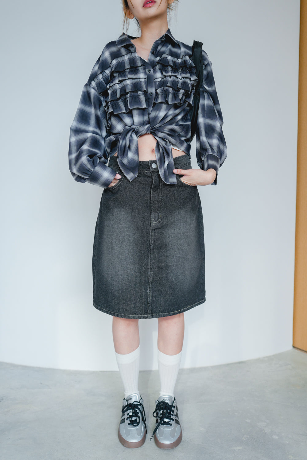 12OZ denim midi skirt