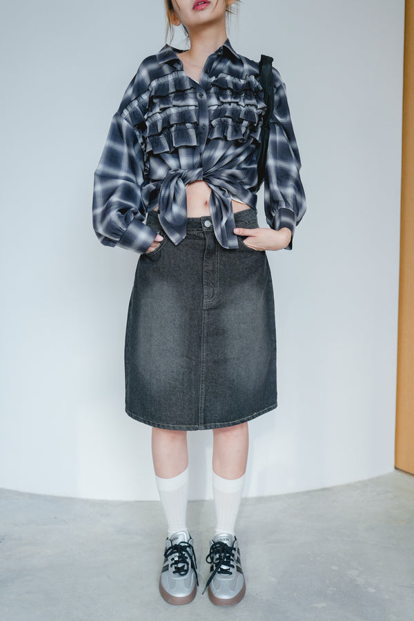 12OZ denim midi skirt