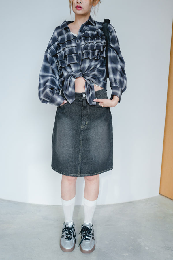 12OZ denim midi skirt